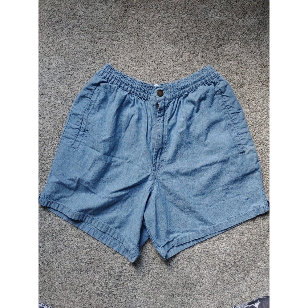Vtg 90s Catalina Mens Small Drawstring Button Elastic Waist Jean Cotton Short